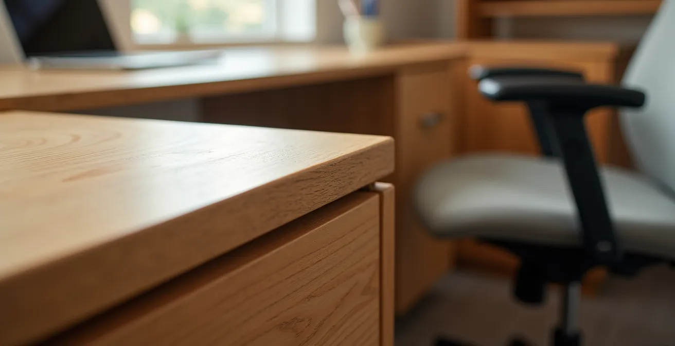 Détail macro sur la qualité des matériaux d'une chambre en colocation haut de gamme