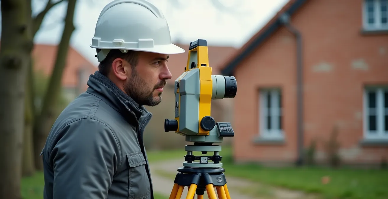 Vue aérienne montrant la division potentielle d'une grande parcelle en deux lots constructibles