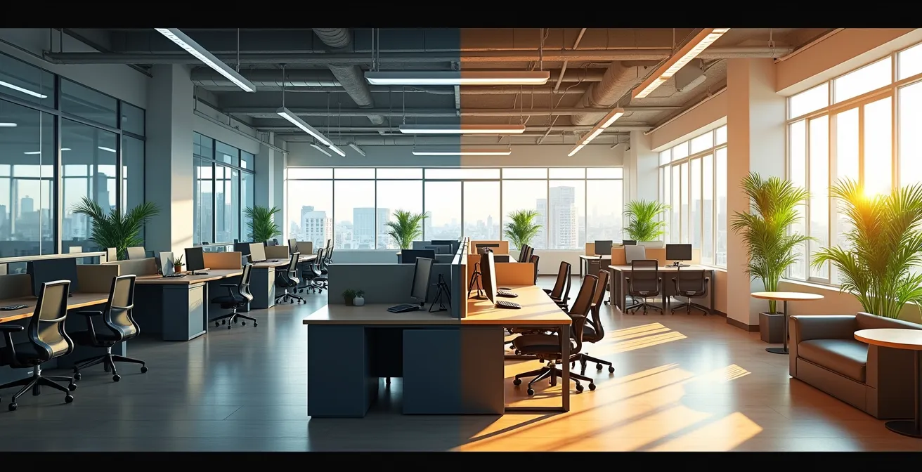Transformation d'un espace de bureaux traditionnel en flex-office moderne