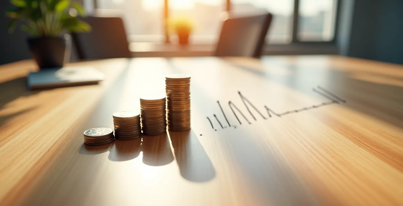 Graphique conceptuel représentant l'évolution d'un déficit foncier sur 10 ans avec courbes et projections