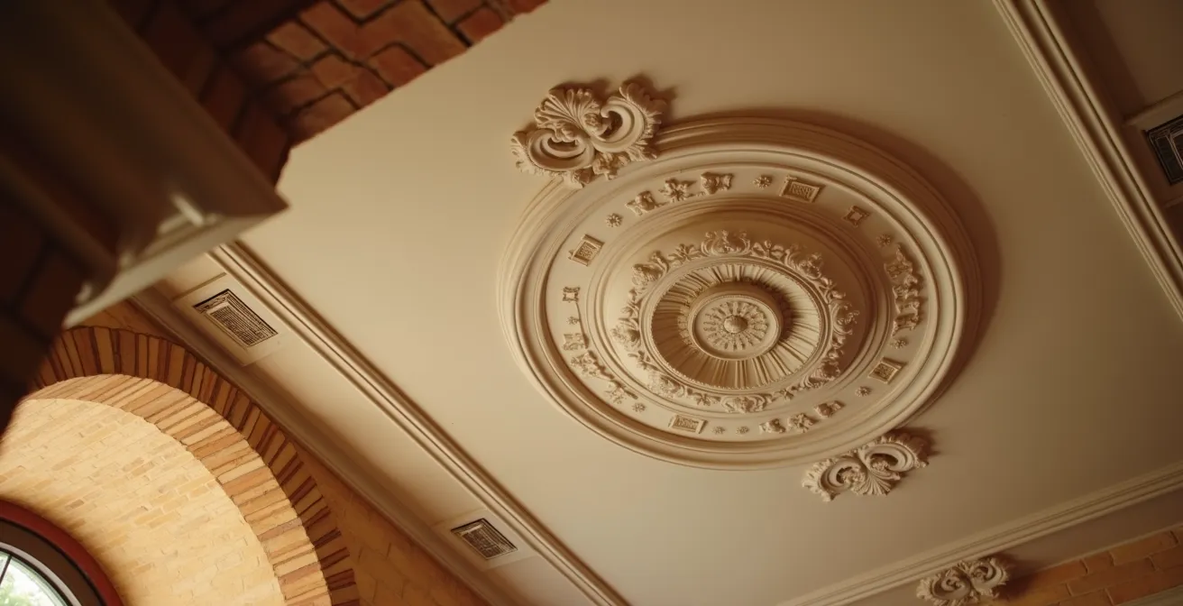 Système de climatisation gainable intégré dans un appartement ancien avec moulures