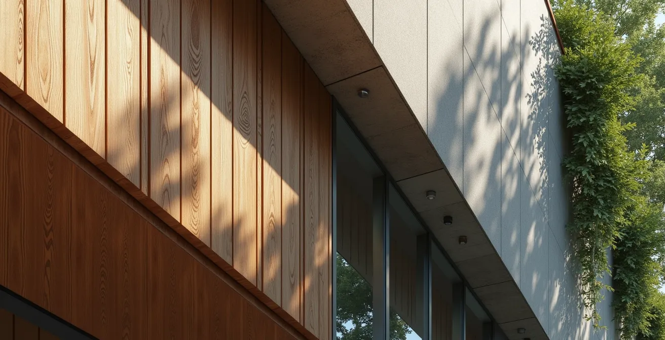 Vue détaillée d'architecture moderne dans l'écoquartier de Blagnac avec matériaux durables